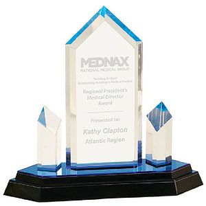 10" Blue Jewel Tower Impress Acrylic Award