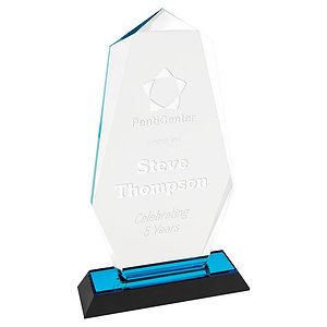 5" x 9" Blue Octagon Point Impress Acrylic Award