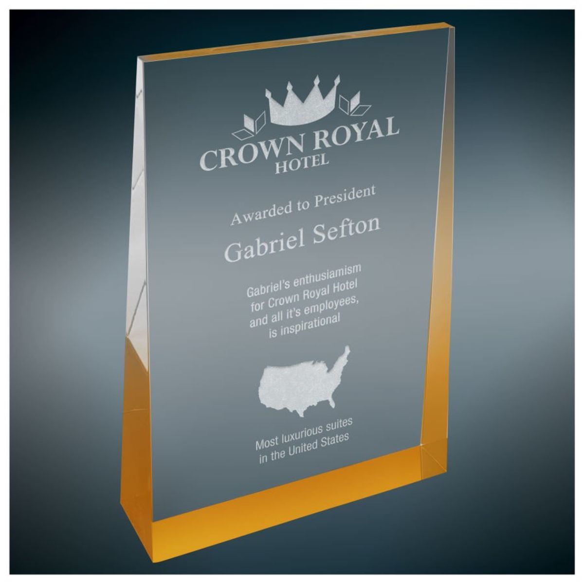 4" X 6" Gold Acrylic Wedge Award