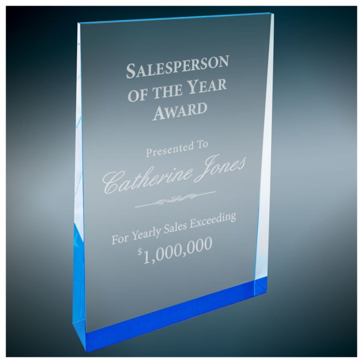 5" X 8" Blue Acrylic Wedge Award