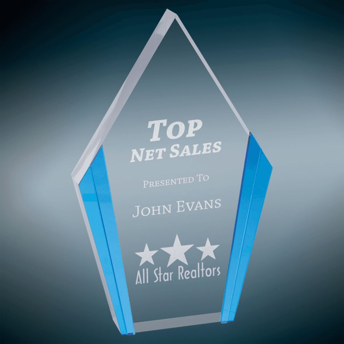 4.75" x 7.5" Blue Diamond Acrylic Award