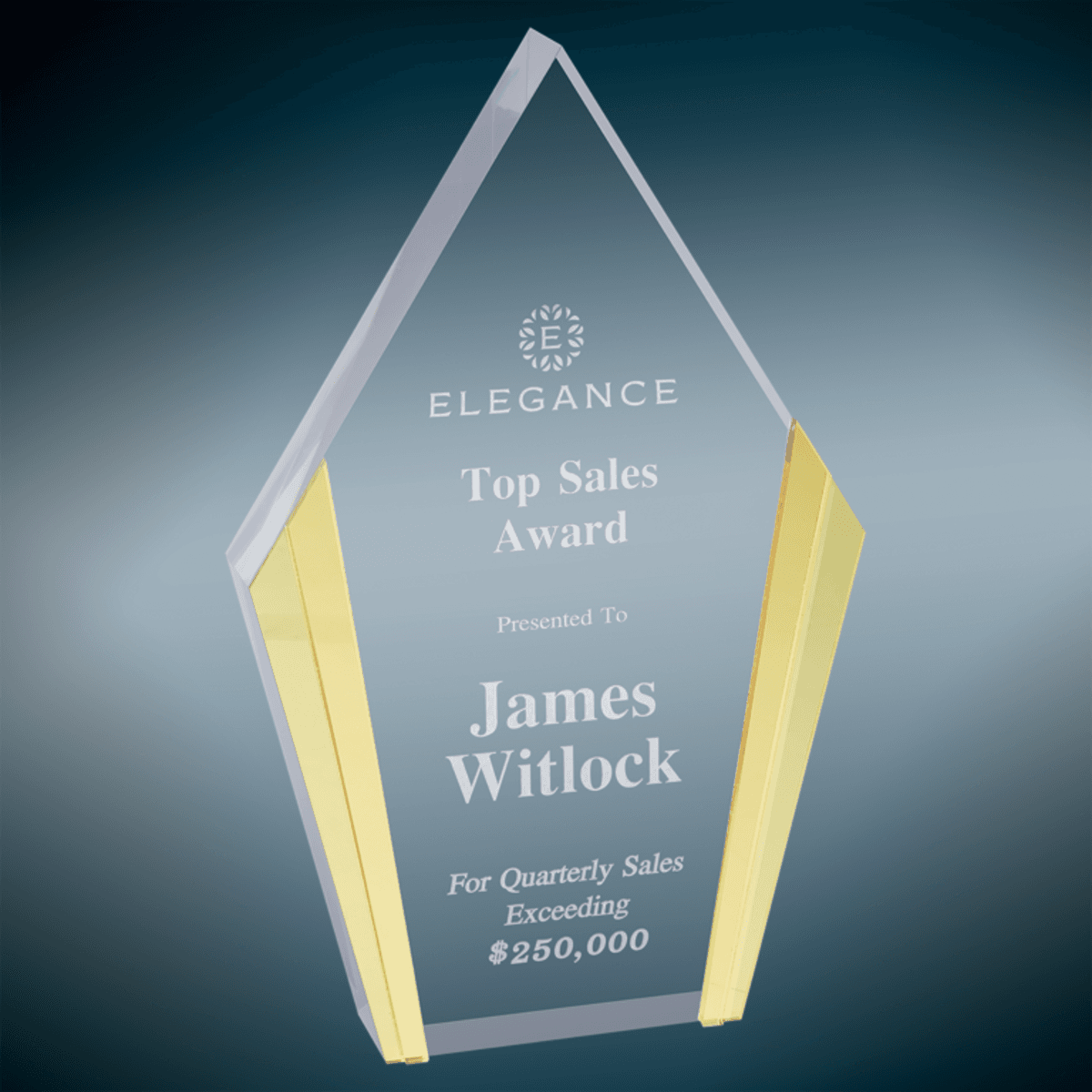 4.75" x 7.5" Gold Diamond Acrylic Award