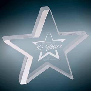 6.75" x 6" Silver Star Acrylic Award