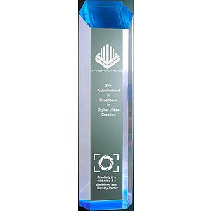 3" x 12" Blue Tower Acrylic Award