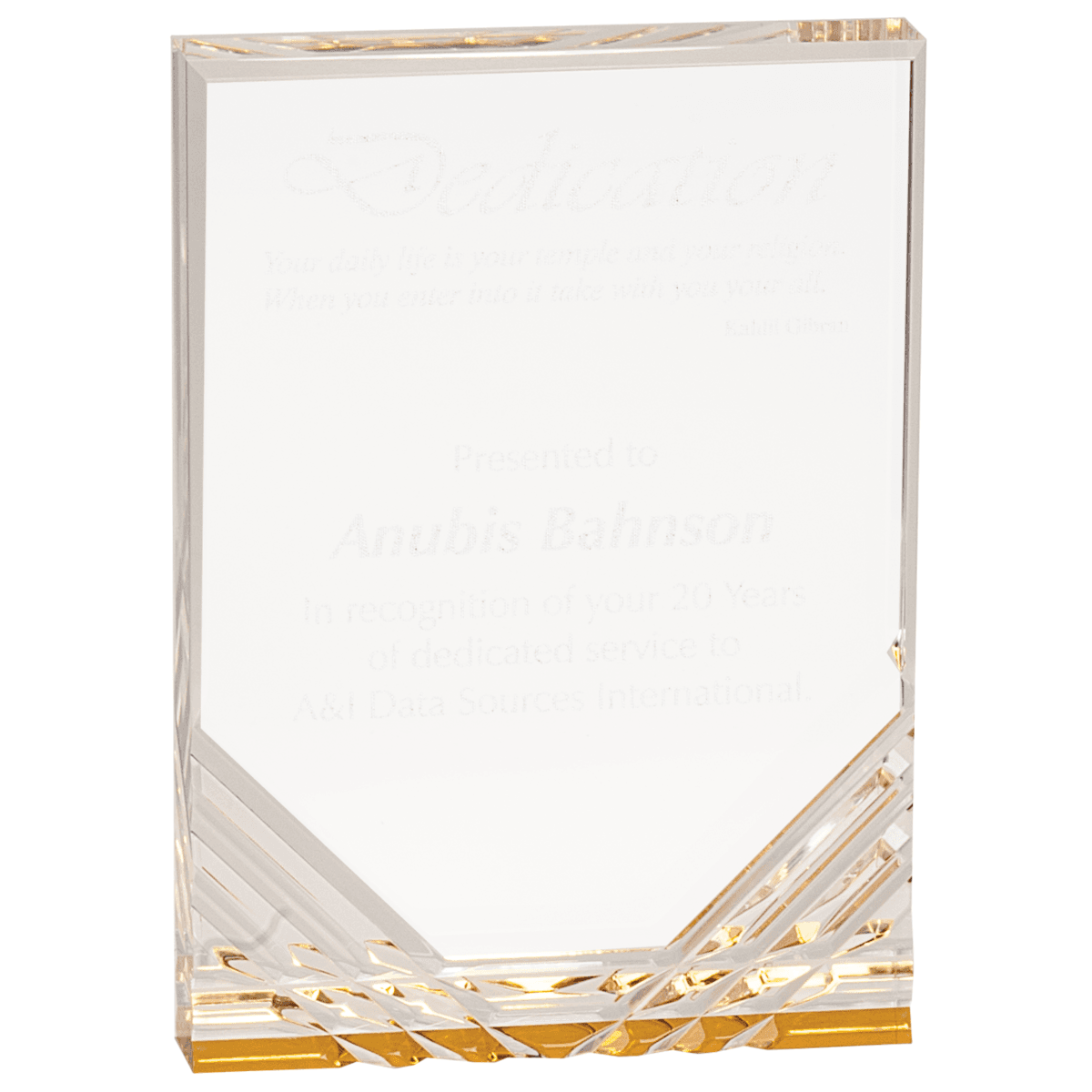 4.25" x 6" Gold Jewel Mirage Acrylic Award
