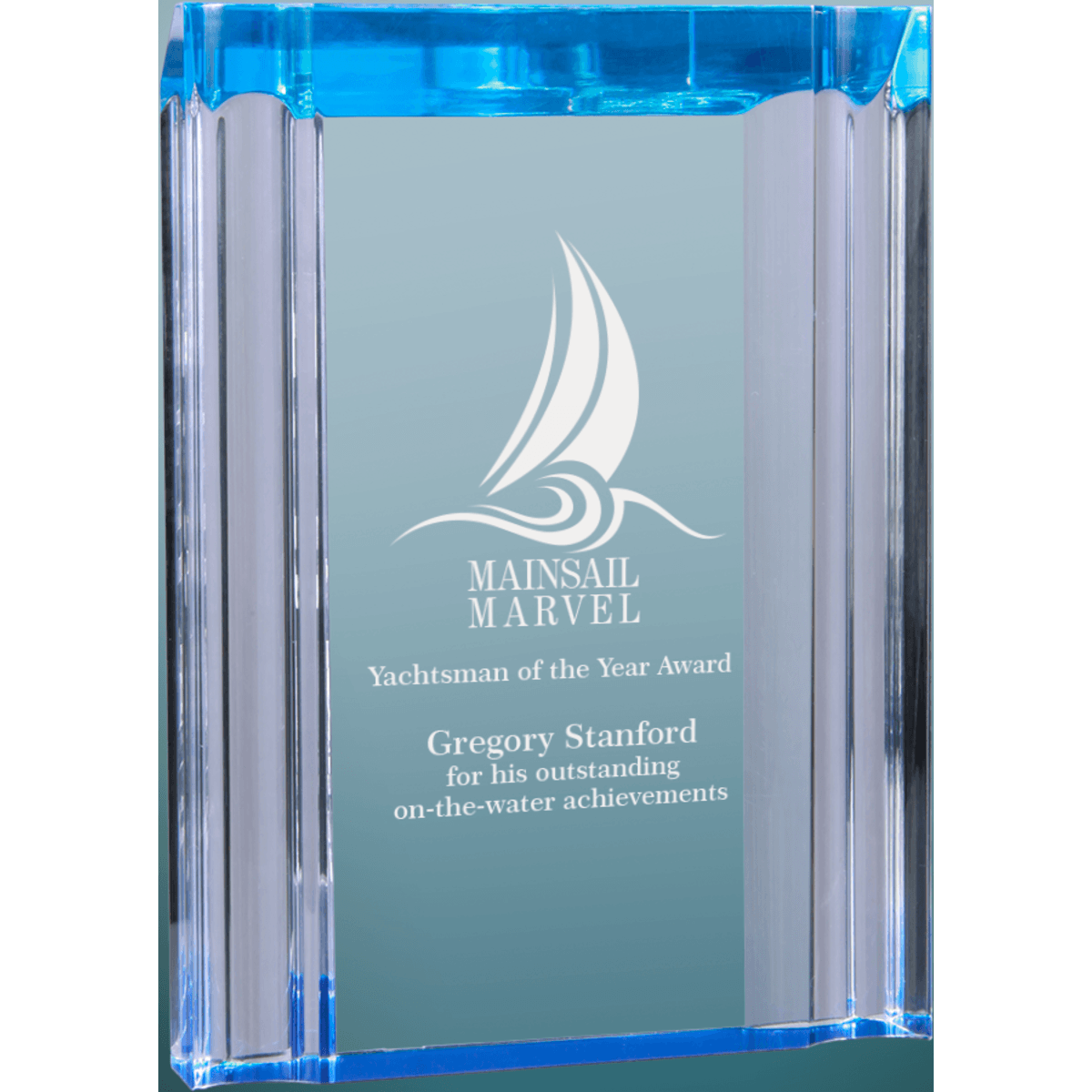 4.75" x 6-1/8" Blue Channel Acrylic Award