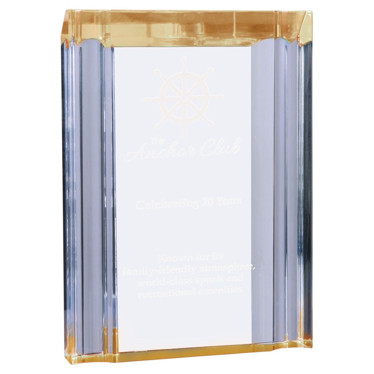 4.75" x 6-1/8" Gold Channel Acrylic Award