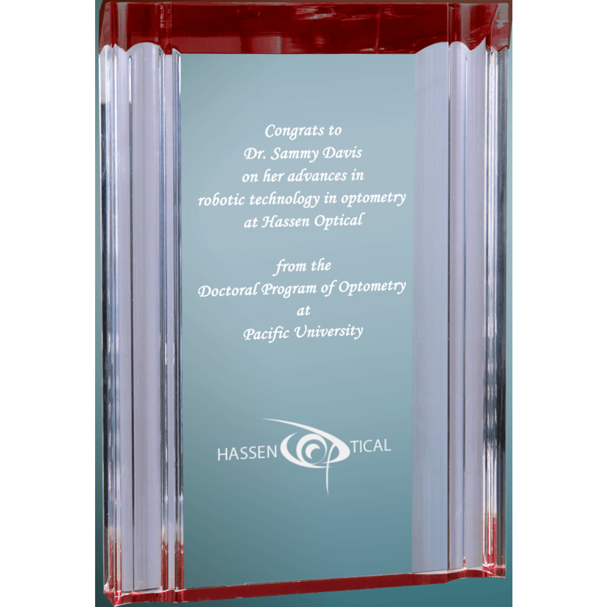 4.75" x 6-1/8" Red Channel Acrylic Award