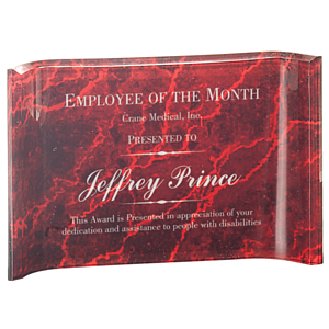 4" x 6" Red Marble Acrylic Crescent Award