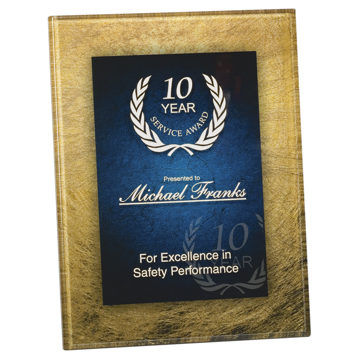 6.5" x 8.5" Gold/ Blue Acrylic Plaque Award