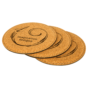 4" Round Cork Coaster with Stitching