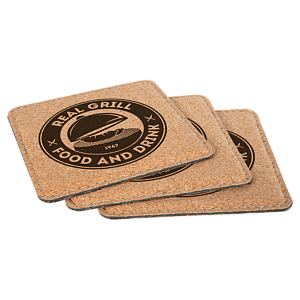 4" x 4" Square Cork Coaster with Stitching