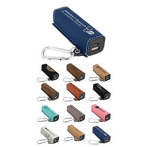 Leatherette 2200 mAh Power Bank with USB Cord