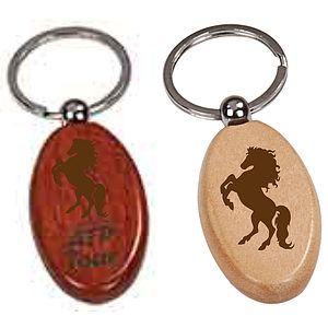 Rosewood Finish Oval Keychain