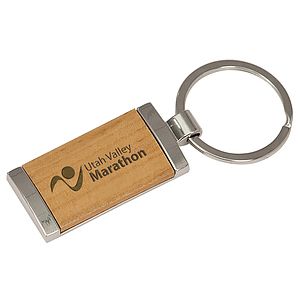 Silver/Wood Rectangle Keychain Laser Engraved