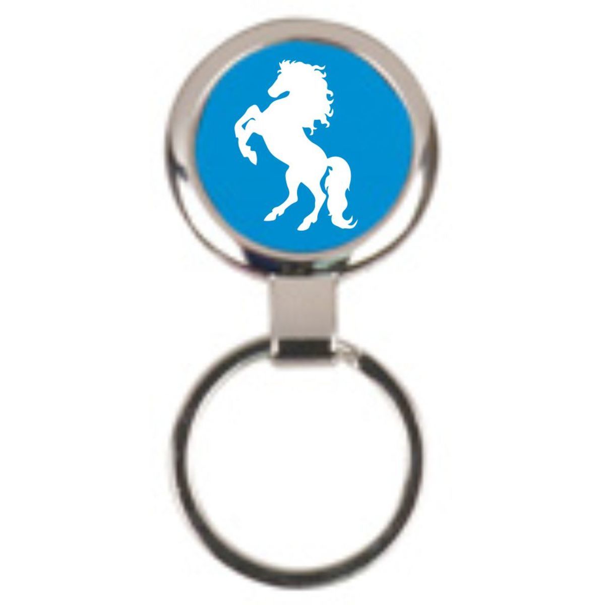 2 1/2" Blue Round Metal Keychain