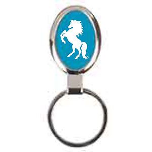 2 1/2" Blue Oval Metal Keychain
