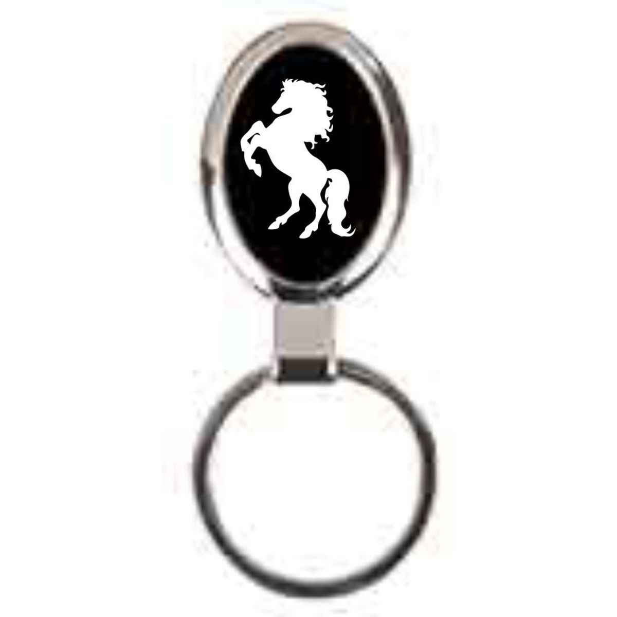 2 5/8" Black Oval Metal Keychain