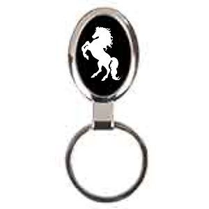 2 5/8" Black Oval Metal Keychain