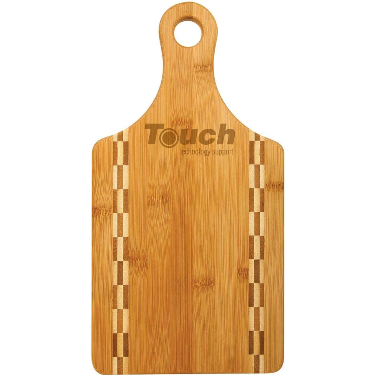 Paddle Shaped Bamboo Cutting Board with Butcher Block Inlay