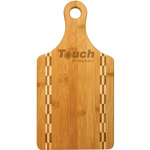 Paddle Shaped Bamboo Cutting Board with Butcher Block Inlay
