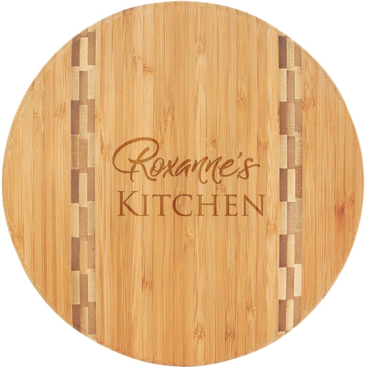 9 3/4" Round Bamboo Cutting Board with Butcher Block Inlay