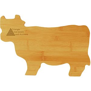 14 3/4" x 9 3/4" Bamboo Cow Shaped Cutting Board