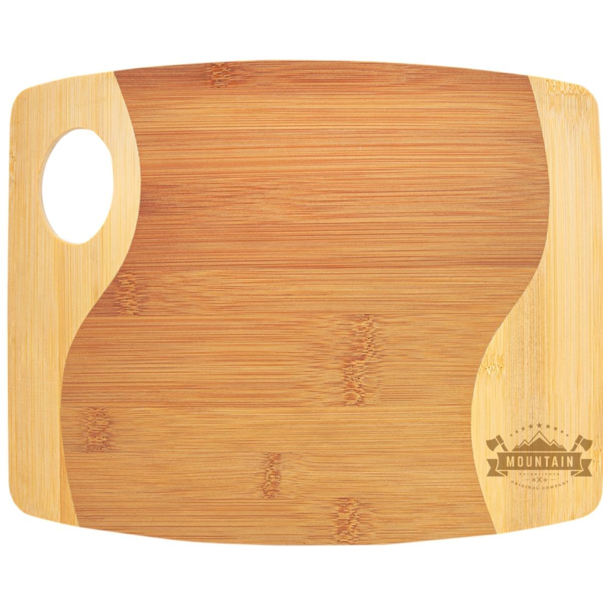 9" x 11" x 5/16" Bamboo Two Tone Cutting Board with Handle