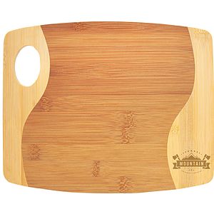 9" x 11" x 5/16" Bamboo Two Tone Cutting Board with Handle