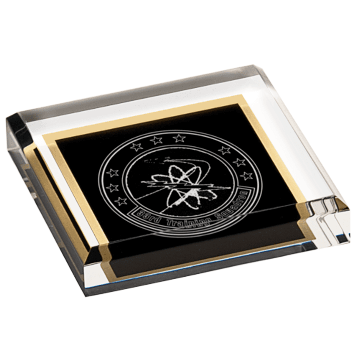 3 3/4" x 3 3/4" Black Acrylic Paperweight Award