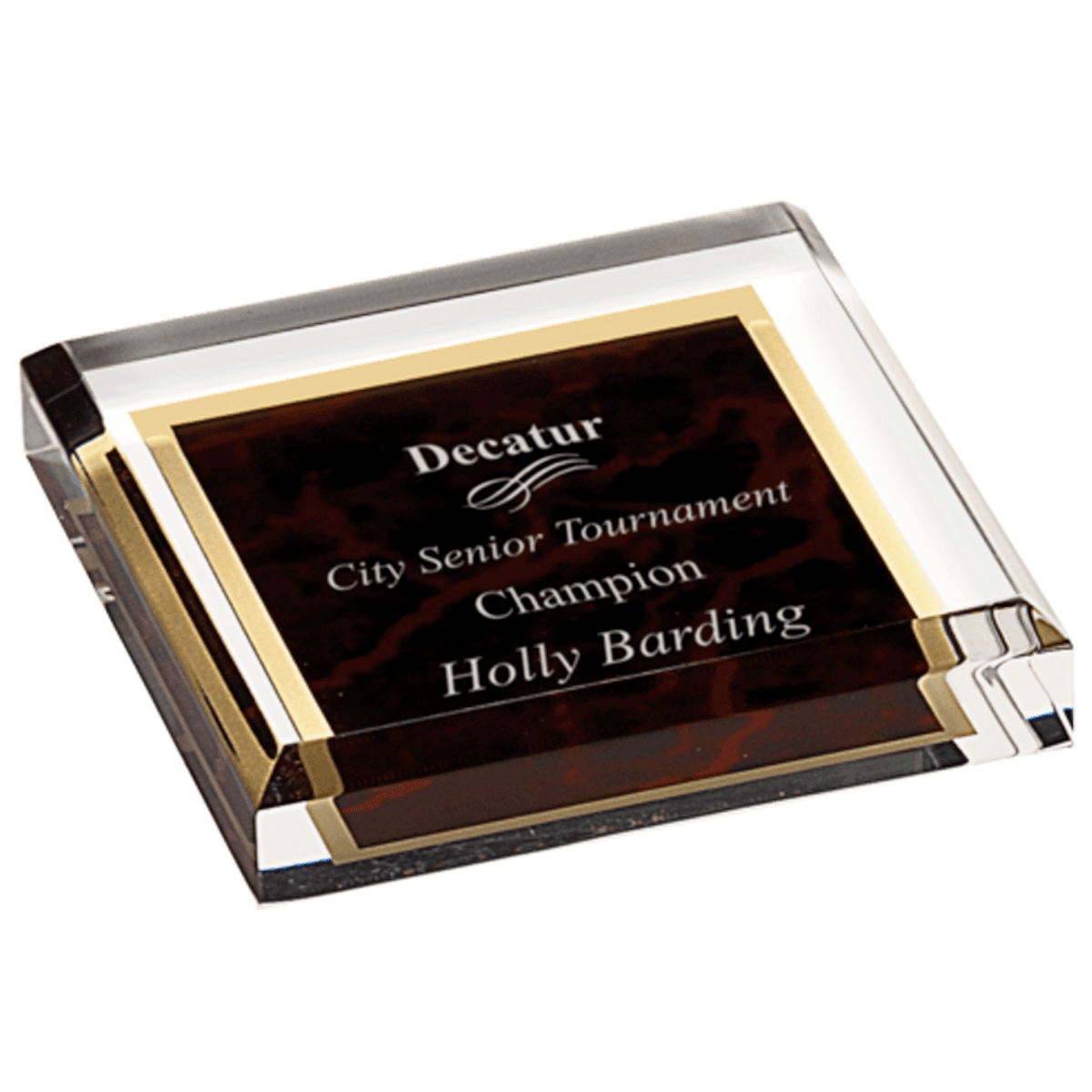 3 3/4" x 3 3/4" Red Acrylic Paperweight Award