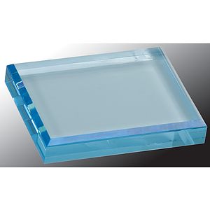 4 1/2" x 3 1/2" Blue Acrylic Paperweight Award