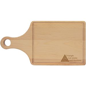 13 1/2" x 7" Maple Cutting Board Paddle Shape with Drip Ring