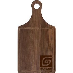 13 1/2" x 7" Walnut Cutting Board Paddle Shape with Drip Ring