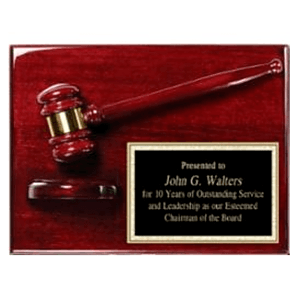 Rosewood Gavel Plaque 9" x 12" Award