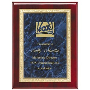 Rosewood Plaque Solid Brass Engraving Plate 9" x 12" Award