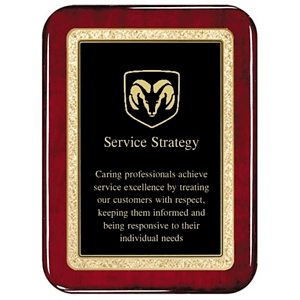 Rosewood Radius Plaque Solid Brass Engraving Plate 8" x10" Award