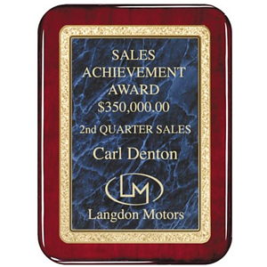 Rosewood Radius Plaque Solid Brass Engraving Plate 9" x 12" Award