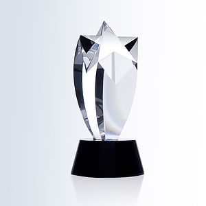 Rising Star Black Crystal Award w/Slanted Base