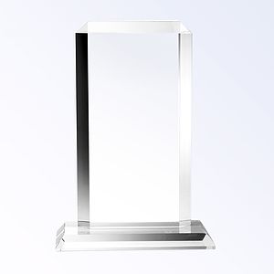 Vertical Rectangle Plaque with Base Optic Crystal Award - Large