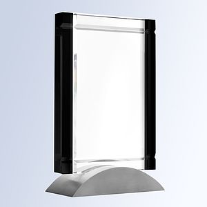 Black Deco Optic Crystal Award w/Aluminum Base