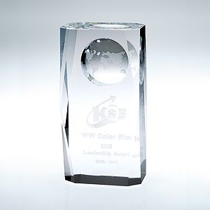 Beveled Globe Column X-Large Optic Crystal Award