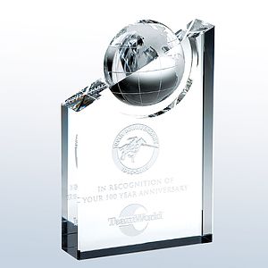 World Globe Pinnacle Optic Crystal Award - Large