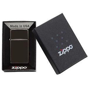 Genuine Slim Zippo windproof lighter - High Polish Black