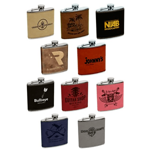 6 Oz. Single Leatherette Flasks