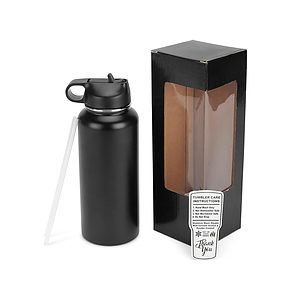 32 oz Unbranded Stainless Steel Bottle w/ Color Matched Window Display Gift Box