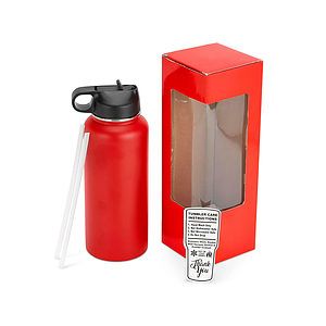32 oz Unbranded Stainless Steel Bottle w/ Color Matched Window Display Gift Box