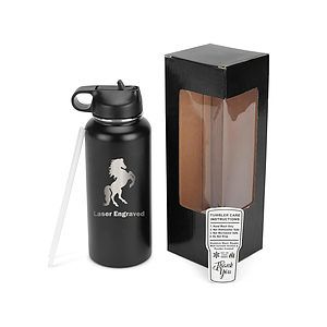 32 oz Unbranded Stainless Steel Bottle w/ Color Matched Window Display Gift Box