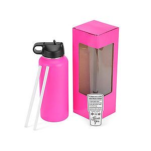32 oz Unbranded Stainless Steel Bottle w/ Color Matched Window Display Gift Box