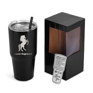 30 Oz. Unbranded Stainless Steel Tumbler w/ Color Matched Window Display Gift Box